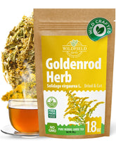 WILDFIELD HERBS envase frontal con vara de oro, presentación clara y práctica