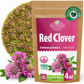WILDFIELD HERBS envase frontal de trébol rojo muestra frescura y sello hermético