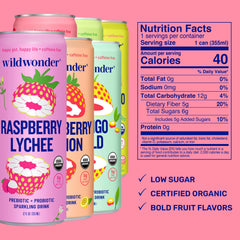 Wildwonder Peach Ginger servido como mocktail, mezcla sabrosa sin alcohol