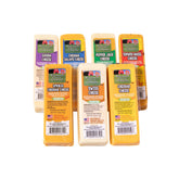 Wisconsin Cheese Company empaque frontal mostrando los siete bloques y variedad