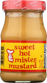 Woeber mostaza sweet hot frontal del pack muestra etiqueta y beneficio de sabor versátil