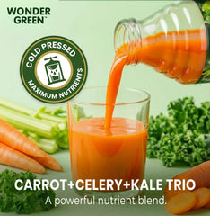 Wonder Green textura del jugo cold-pressed mostrando color natural