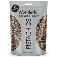 Wonderful Pistachios paquete frontal mostrando diseño y sello de calidad