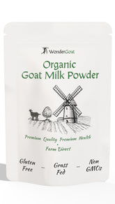 WonderGoat frente del paquete mostrando sello orgánico y beneficio pureza