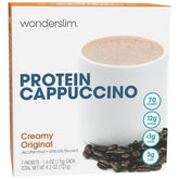 WonderSlim empaque frontal del cappuccino proteico, práctico y bajo en azúcar