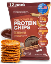 Wonderslim paquete frontal mostrando sabor BBQ y beneficio proteico