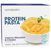 WonderSlim empaque frontal mostrando mac & cheese y ventaja de porción controlada