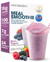 WonderSlim paquete frontal Berry Yogurt mostrando diseño y conveniencia
