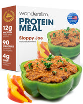 WonderSlim empaque frontal del Sloppy Joe mostrando la marca y porción
