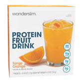 Wonderslim Tangy Orange frontal caja mostrando 7 sobres, práctico para viajes