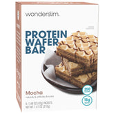 WonderSlim empaque frontal mostrando 5 unidades y sabor mocha, ideal para snacks