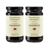 Woodford Reserve frasco frontal mostrando guindas infusionadas y atractivo premium