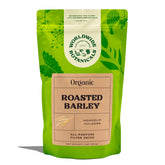 Worldwide Botanicals paquete frontal de orzo mostrando marca y beneficio sin cafeína