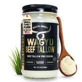 Wrath & Remedy tallow Wagyu frasco frontal, presentación premium y puro