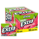 WRIGLEY'S EXTRA envase frontal mostrando caja de 10 packs y beneficio conveniencia