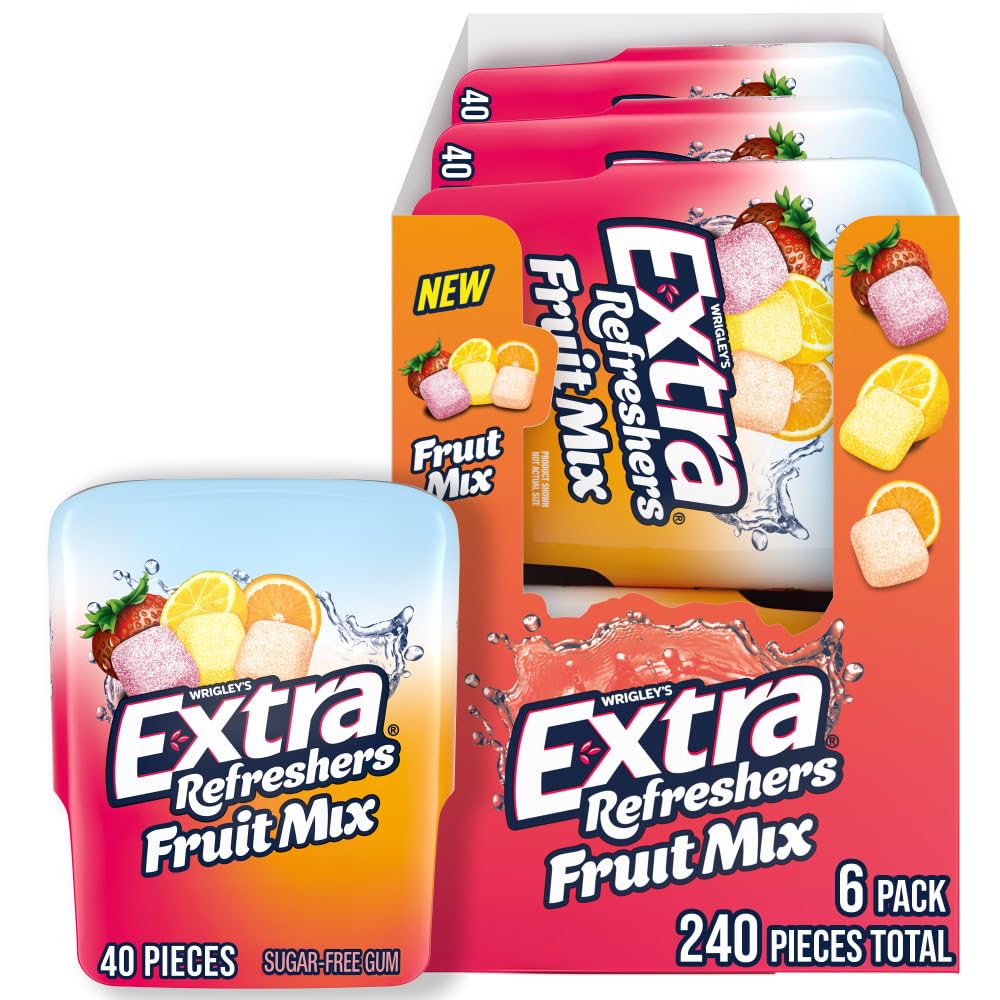 WRIGLEY'S EXTRA vista frontal del bote mostrando etiqueta y cantidad