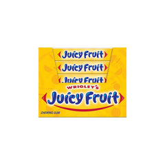 Wrigley's Juicy Fruit chicles fuera del envoltorio detalle de textura y conveniencia para llevar