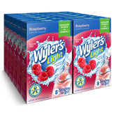 Wyler's Light frente de caja mostrando 8 sobres y sabor frambuesa, conveniencia rápida