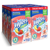 Wyler's Light frontal del paquete con 96 sobres, facilita hidratación baja en calorías
