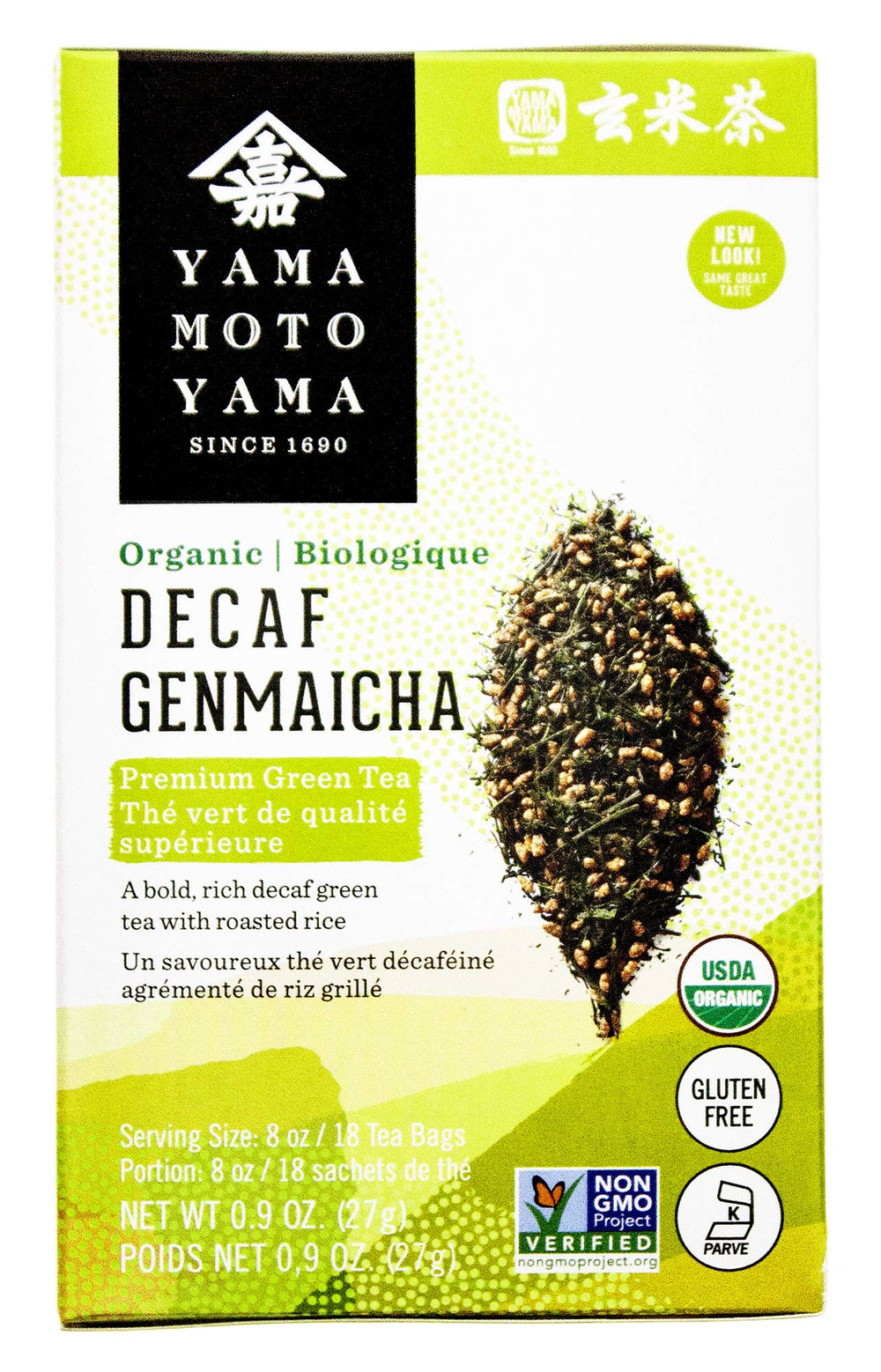 Yamamotoyama bolsa frontal muestra empaquetado orgánico y sabor tostado