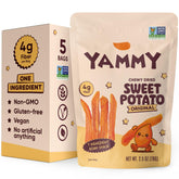 Yammy empaque frontal mostrando palitos masticables y conveniencia