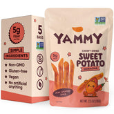 Yammy paquete frontal Sriracha mostrando diseño y porciones