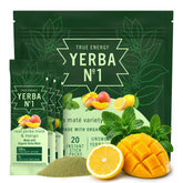 Yerba No. 1 frontal pack mostrando 20 stick packs y sello orgánico