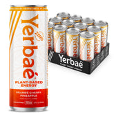 YERBAÉ lata frontal sabor naranja cereza piña mostrando diseño y energía