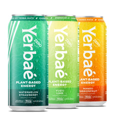 Yerbaé pack frontal mostrando las 12 latas y diseño brillante