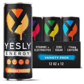 Yesly pack variedad frontal mostrando latas y sabores, claridad de elección