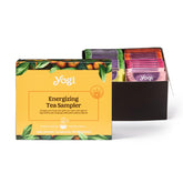 Yogi caja frontal mostrando 8 sabores y diseño de regalo