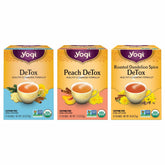 Yogi DeTox frontal mostrando cajas y certificaciones orgánicas para elegir con confianza