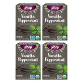 Yogi empaque frontal de Vanilla Peppermint mostrando presentación y ventaja orgánica