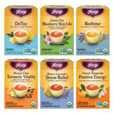 Yogi paquete frontal mostrando las seis cajas y variedad de sabores