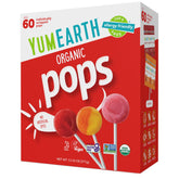 YumEarth caja frontal de paletas orgánicas mostrando variedad