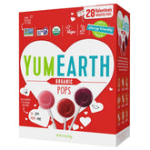 YumEarth caja frontal de paletas para San Valentín mostrando diseño festivo