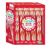 YumEarth empaque frontal con bastones de menta, aspecto festivo y natural