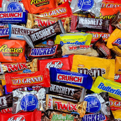 Yummy Chew contenido desplegado con variedad de chocolates para elegir
