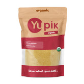 Yupik empaque frontal de couscous orgánico mostrando tamaño y certificaciones