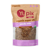 Yupik frente del empaque mostrando variedad de semillas y sellos orgánicos