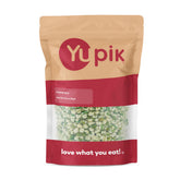 Yupik paquete frontal mostrando guisantes wasabi y diseño claro, ideal para identificar producto