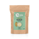 Yupik polvo de baobab envase frontal mostrando tamaño y certificaciones