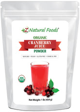 Z Natural Foods envase frontal del polvo de arándano mostrando etiqueta y tamaño