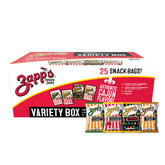 Zapp's paquete frontal mostrando las 25 bolsas y variedad de sabores
