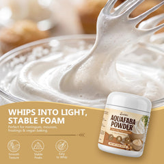 Zashier aquafaba en uso batido en tazón para lograr merengue ligero