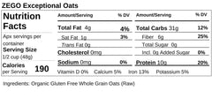 ZEGO textura de avena cruda en primer plano, alta proteína visible y versatilidad