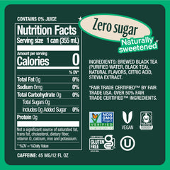 Zevia etiqueta con detalles de ingredientes y certificaciones, beneficio claridad informativa