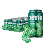 Zevia frente del empaque mostrando 24 latas, opción sin azúcar y sin calorías