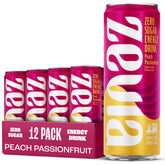 Zevia lata frente mostrando diseño y beneficio energía sin azúcar