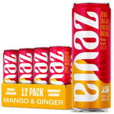Zevia lata frontal mango-ginger mostrando diseño y sabor refrescante